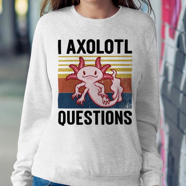 Axolotl Questions I Ask A Lot Of Questions Pun Vintage Sweatshirt Gifts for Her