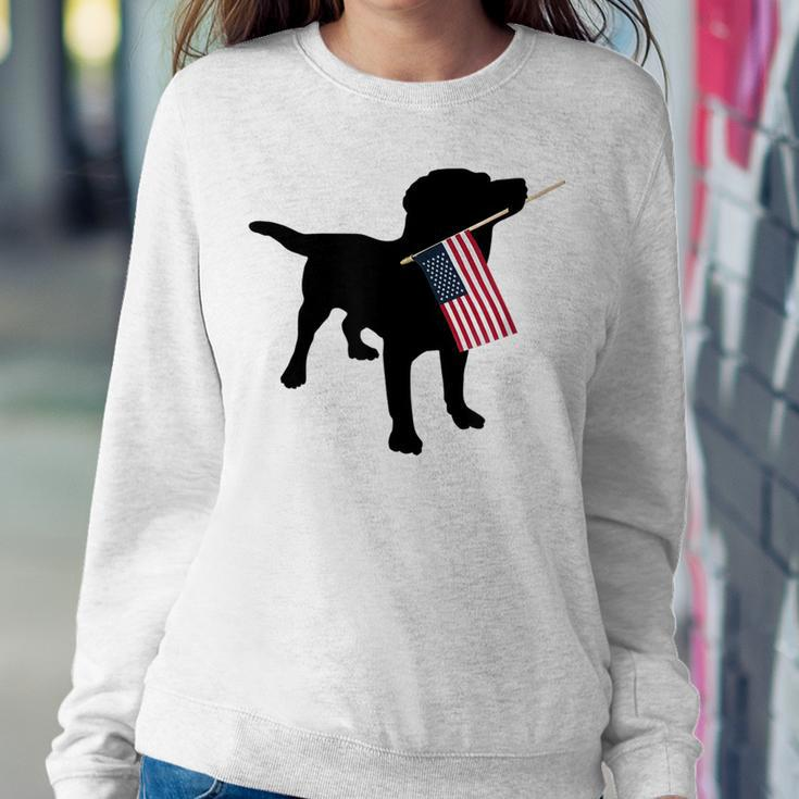 Black Lab Dog Holding July 4Th Patriotic Usa Flag Sweatshirt Gifts for Her