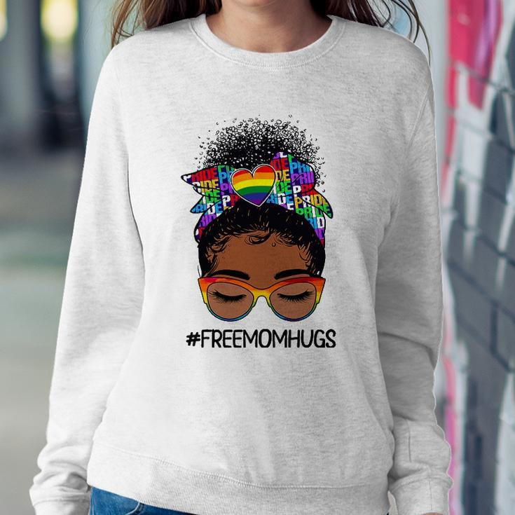 Black Women Free Mom Hugs Messy Bun Lgbtq Lgbt Pride Month Sweatshirt Gifts for Her