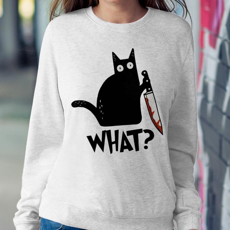 Cat What Murderous Black Cat With Knife Sweatshirt Gifts for Her