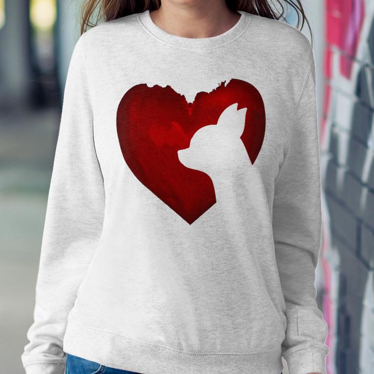 Chihuahua Shape With Red Heart Painting For Valentine Day Sweatshirt Gifts for Her