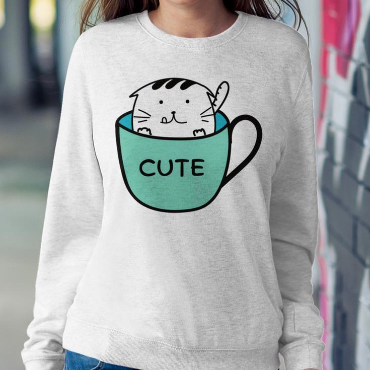 Cute Cat In Mug Sweatshirt Gifts for Her