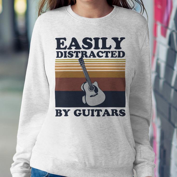 Easily Distracted By Guitars Quote For A Guitar Player Racerback Sweatshirt Gifts for Her