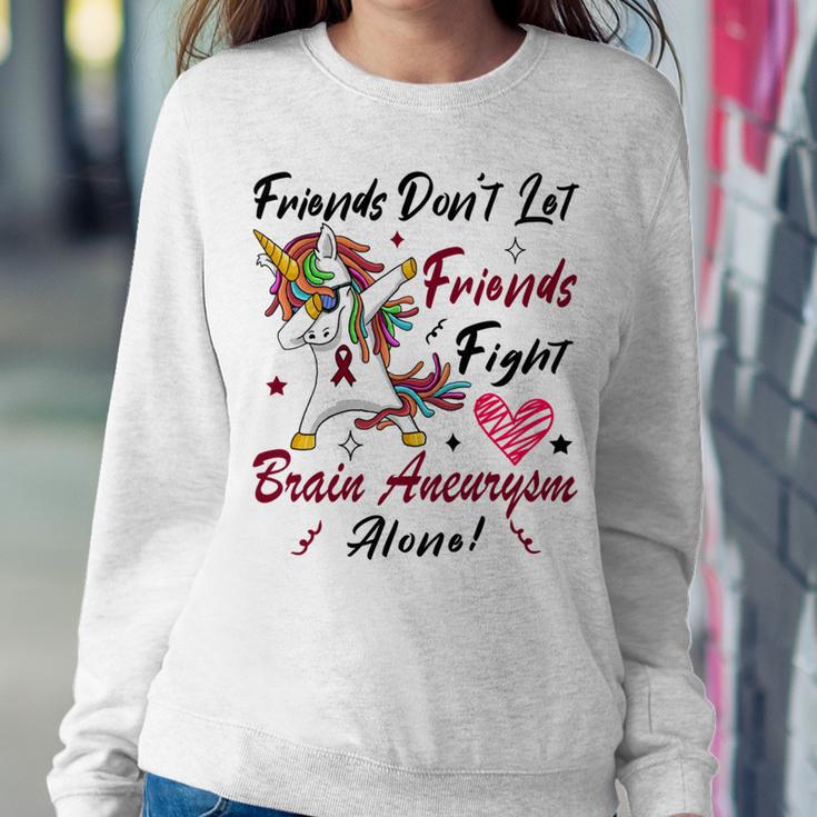 Friends Dont Let Friends Fight Brain Aneurysm Alone Unicorn Burgundy Ribbon Brain Aneurysm Bpd Brain Aneurysm Sweatshirt Gifts for Her