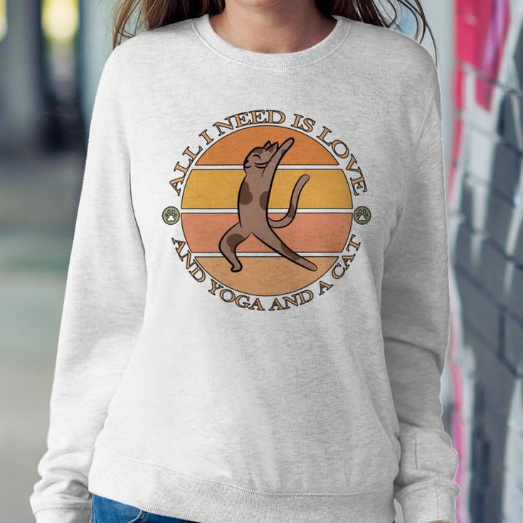 Funny All I Need Is Love And Yoga And A Cat Lovers Gift For Yoga Lovers V2 Sweatshirt Gifts for Her