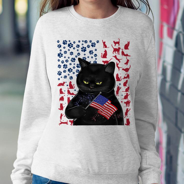 Funny Black Cat Independence Flag 633 Shirt Sweatshirt Gifts for Her