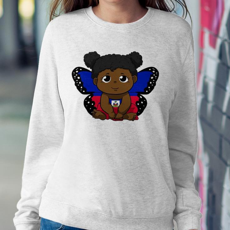 Haiti Haitian Love Flag Princess Girl Kid Wings Butterfly Sweatshirt Gifts for Her