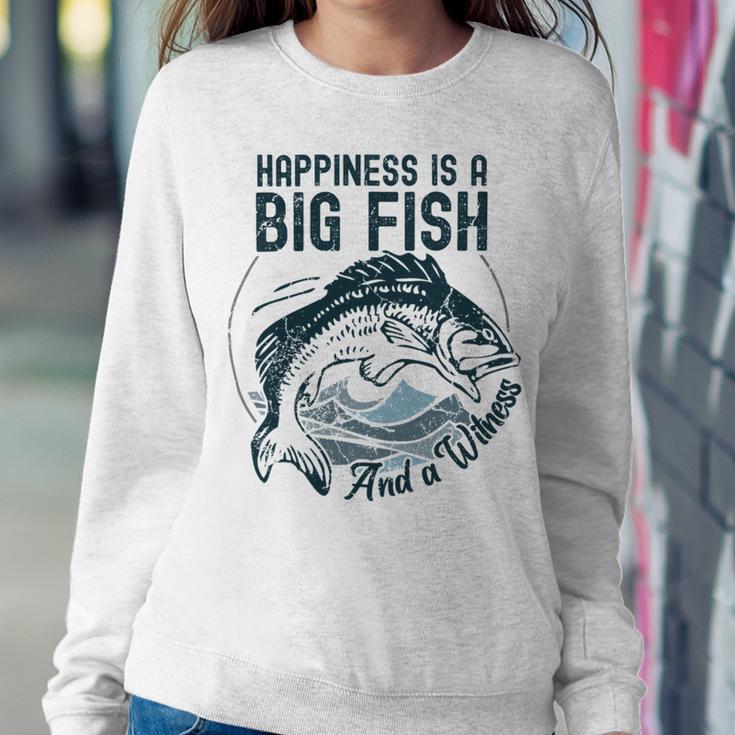 Happiness Is A Big Fish And A Witness Fisherman Dad Blue Sweatshirt Gifts for Her