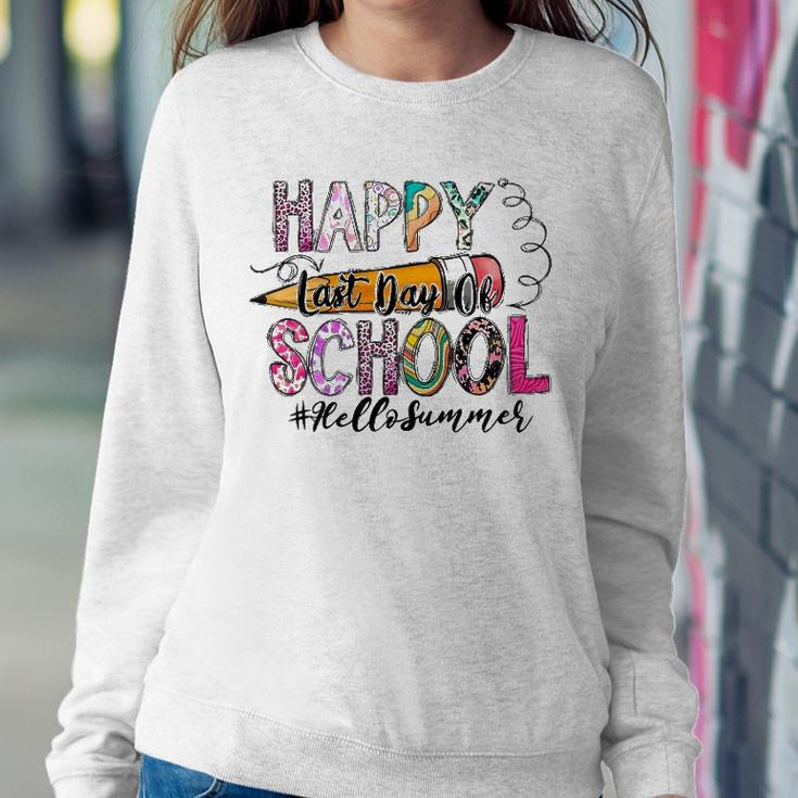 Happy Last Day Of School Teacher Student Graduation Leopard Sweatshirt Gifts for Her