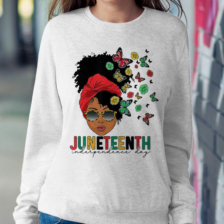 Junenth Is My Independence Day Black Queen And Butterfly Sweatshirt Gifts for Her