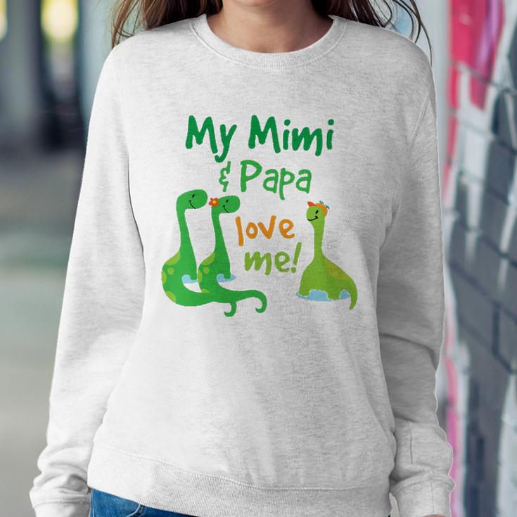 Kids My Mimi And Papa Love Me Dinosaur Grandson Sweatshirt Gifts for Her
