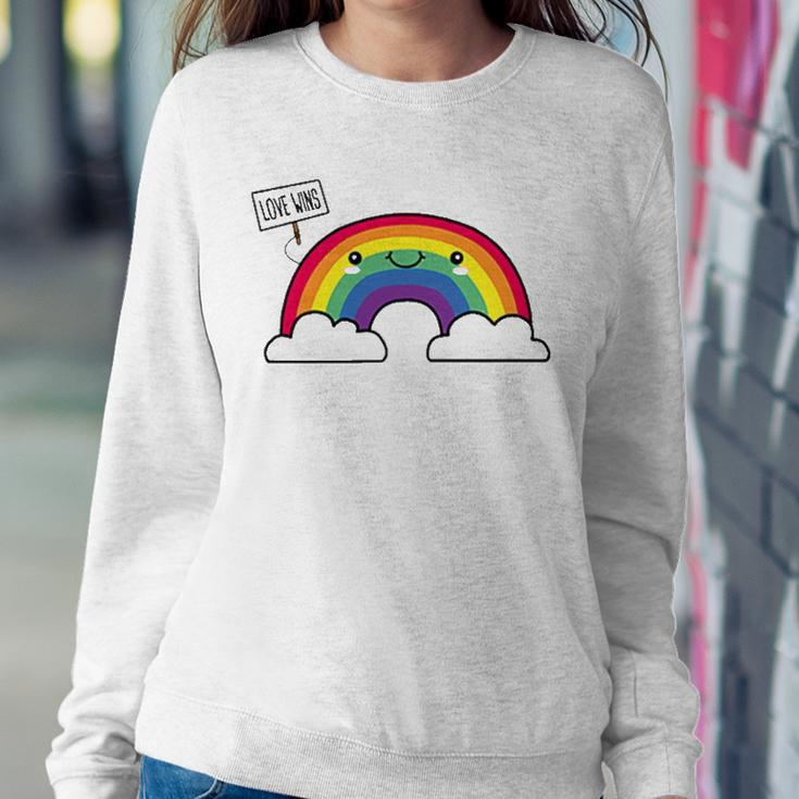 Love Wins Lgbt Kawaii Cute Anime Rainbow Flag Pocket Design Sweatshirt Gifts for Her