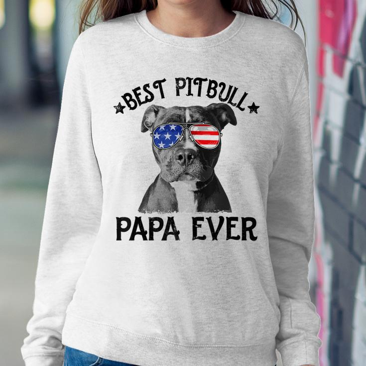 Mens Best Pitbull Papa Ever Dog Dad American Flag 4Th Of July Sweatshirt Gifts for Her
