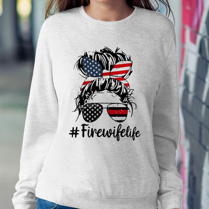 Mom Life And Fire Wife Firefighter Patriotic American Sweatshirt Gifts for Her