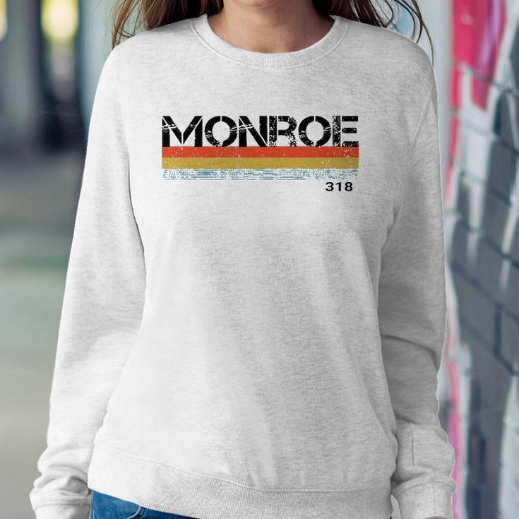 Monroe Louisiana Area Code 318 Vintage Stripes Sweatshirt Gifts for Her