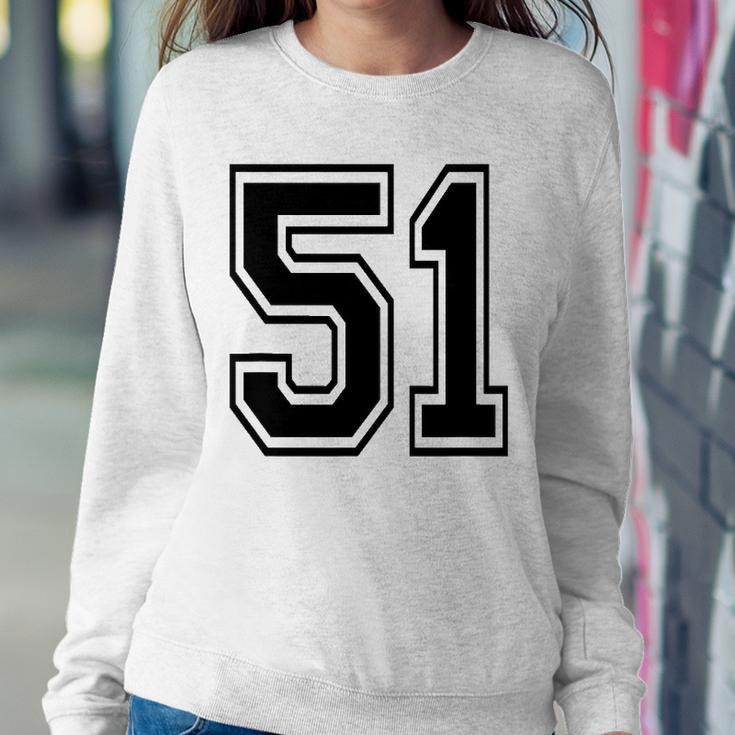 Number 51 College Sports Team Style In Black 2 Sided Sweatshirt Gifts for Her