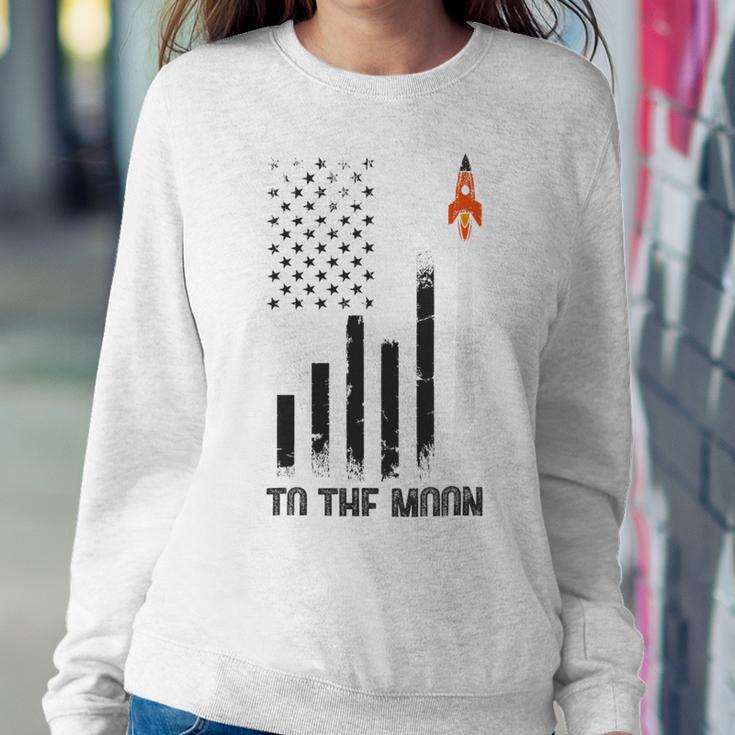 Official To The Moon Distressed Us Flag Stock Market Amc Gme Investor Cryptocurrency Investor Funny Sweatshirt Gifts for Her