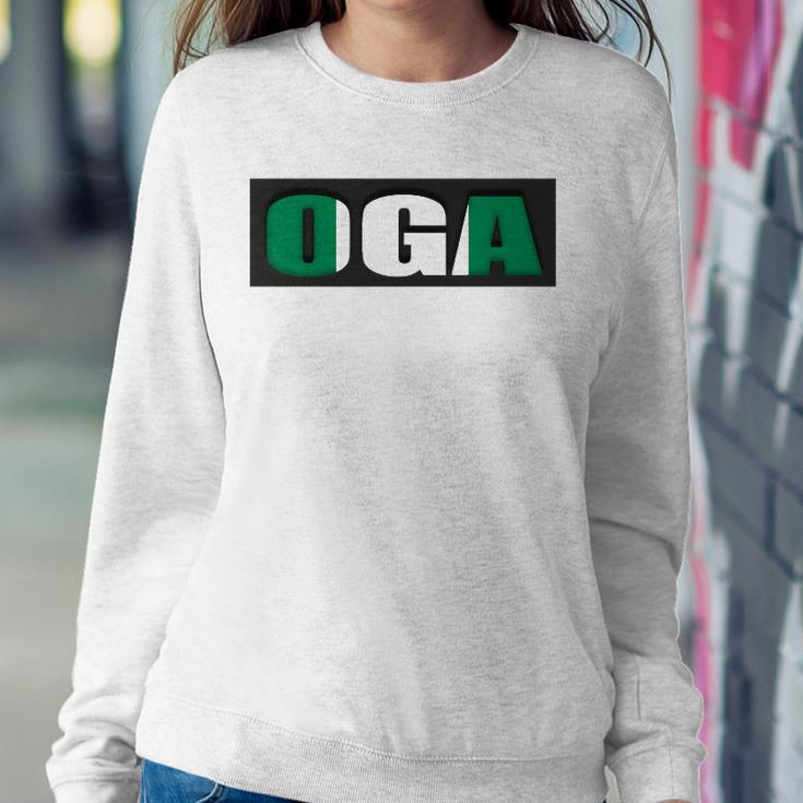 Oga Nigeria Slogan Nigerian Naija Nigeria Flag Sweatshirt Gifts for Her