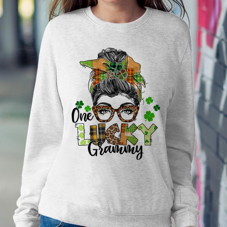 One Lucky Grammy Shamrock Plaid Leopard St Patricks Day Sweatshirt Gifts for Her