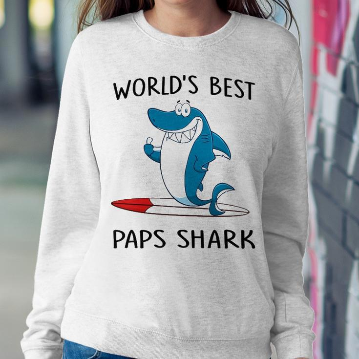 Paps Grandpa Gift Worlds Best Paps Shark Sweatshirt Gifts for Her