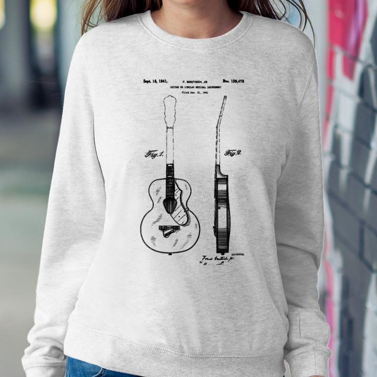 Patent Drawing Old Acoustic Guitar Sweatshirt Gifts for Her