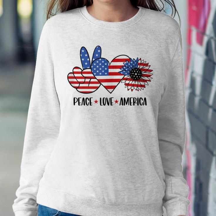 Patriotic 4Th Of July Peace Love America Sweatshirt Gifts for Her