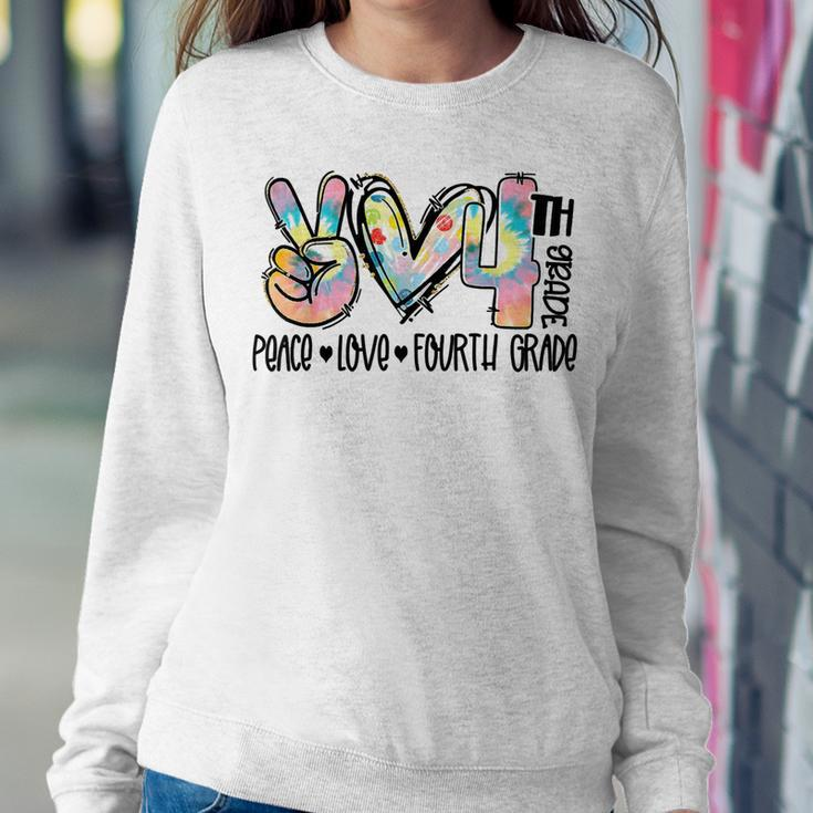Peace Love Fourth Grade Funny Tie Dye Student Teacher T-Shirt Sweatshirt Gifts for Her