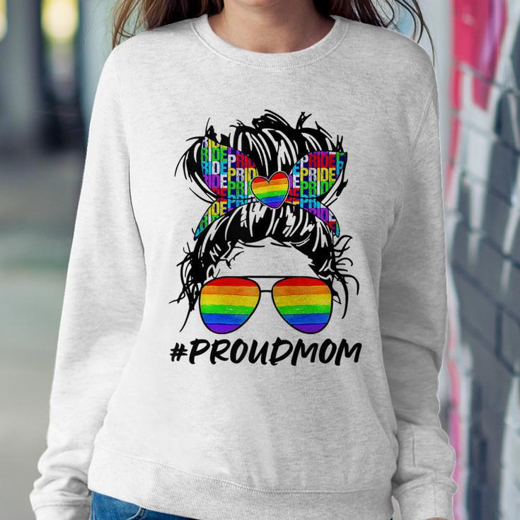 Proud Mom Lgbt Gay Pride Messy Bun Rainbow Lgbtq Sweatshirt Gifts for Her
