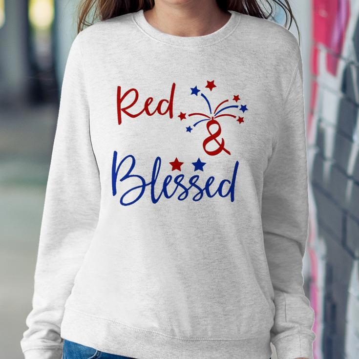 Red White Blessed 4Th Of July Cute Patriotic America Sweatshirt Gifts for Her