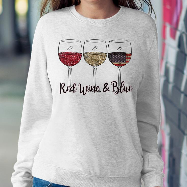 Red Wine & Blue 4Th Of July Wine Red White Blue Wine Glasses V2 Sweatshirt Gifts for Her