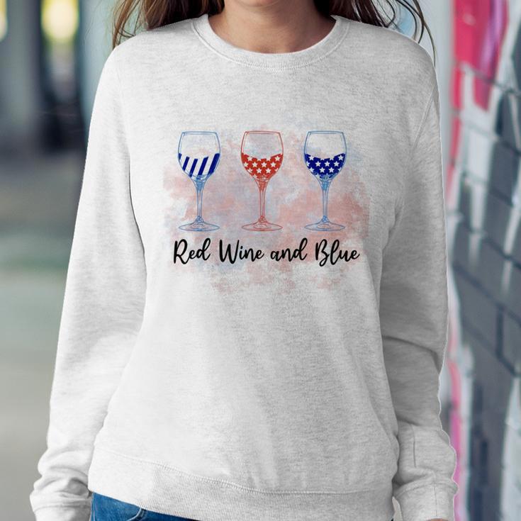 Red Wine Blue 4Th Of July Wine Red White Blue Wine Glasses Sweatshirt Gifts for Her