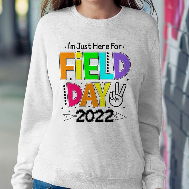 School Field Day Teacher Im Just Here For Field Day 2022 Peace Sign Sweatshirt Gifts for Her