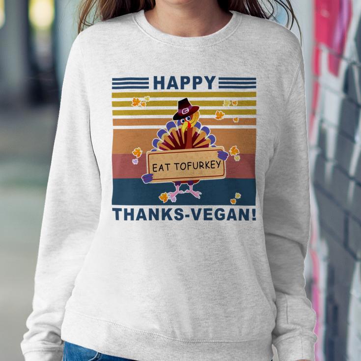 Turkey Happy Thanks Vegan Turkey Vintage Retro Sweatshirt Gifts for Her