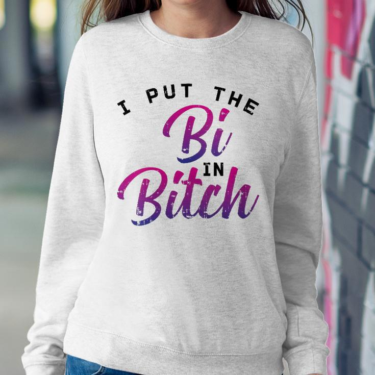 Womens I Put The Bi In Bitch Funny Bisexual Pride Flag Lgbt Gift Sweatshirt Gifts for Her