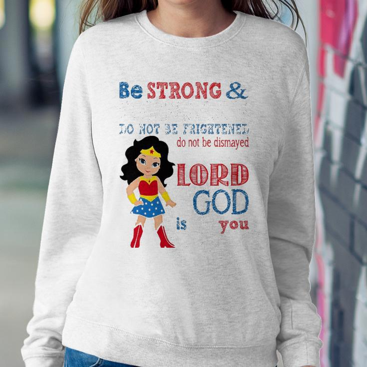 Womens Superhero Christian Be Strong And Courageous Joshua 19 Gift Sweatshirt Gifts for Her