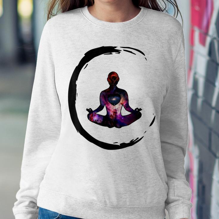 Zen Buddhism Inspired Enso Cosmic Yoga Meditation Art Sweatshirt Gifts for Her