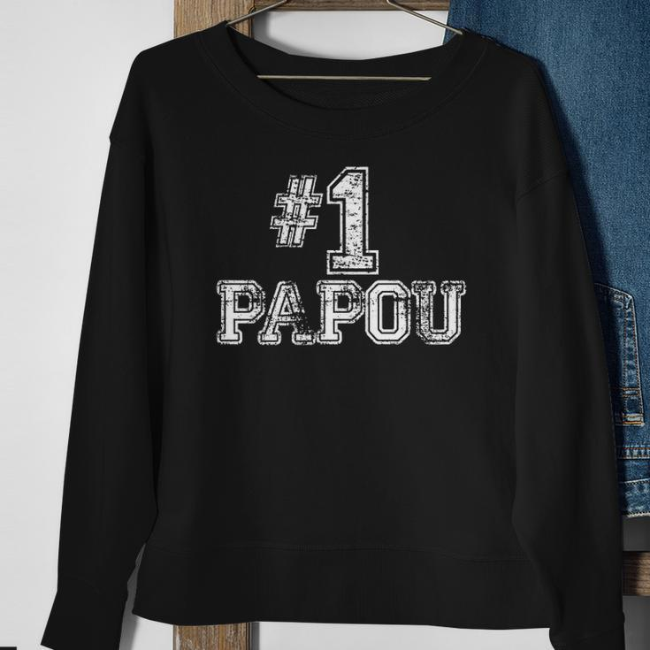 1 Papou Number One Sports Fathers Day Gift Sweatshirt Gifts for Old Women