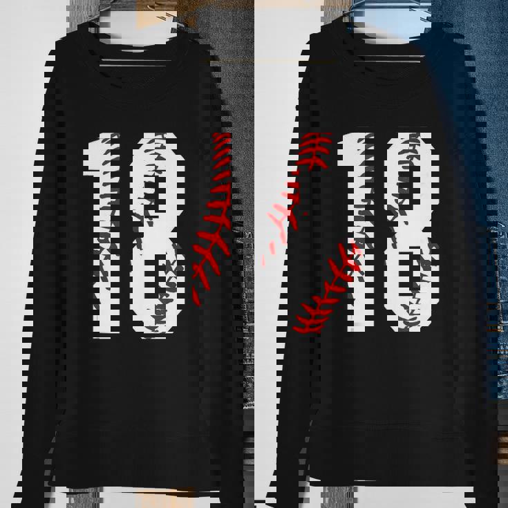 18 Baseball Mom Baseball Player Number 18 Sport Lover Sweatshirt Gifts for Old Women