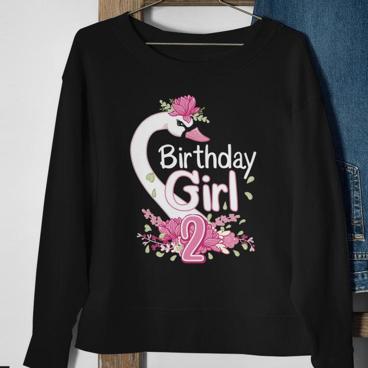 2Nd Birthday Wildlife Swan Animal 2 Years Old Birthday Girl Sweatshirt Gifts for Old Women