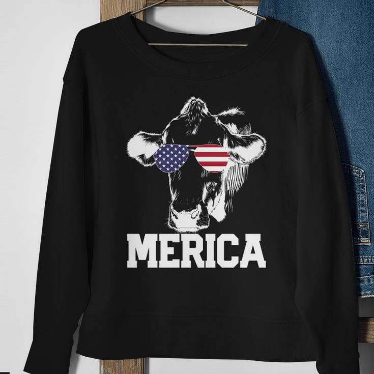 4Th Of July 4Th Cow American Flag Usa Men Women Retro Merica Sweatshirt Gifts for Old Women