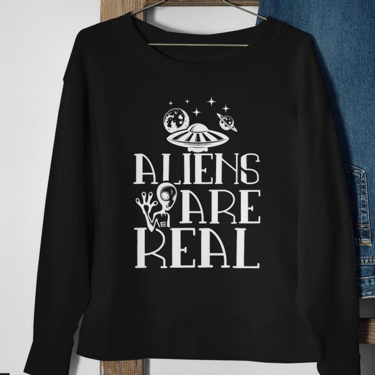 Aliens Are Real Space Ufo Outfit Extraterrestrial Gift Sweatshirt Gifts for Old Women