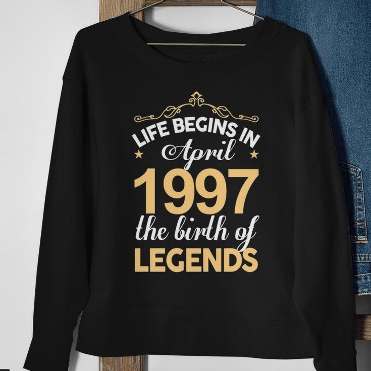 April 1997 Birthday Life Begins In April 1997 V2 Sweatshirt Gifts for Old Women