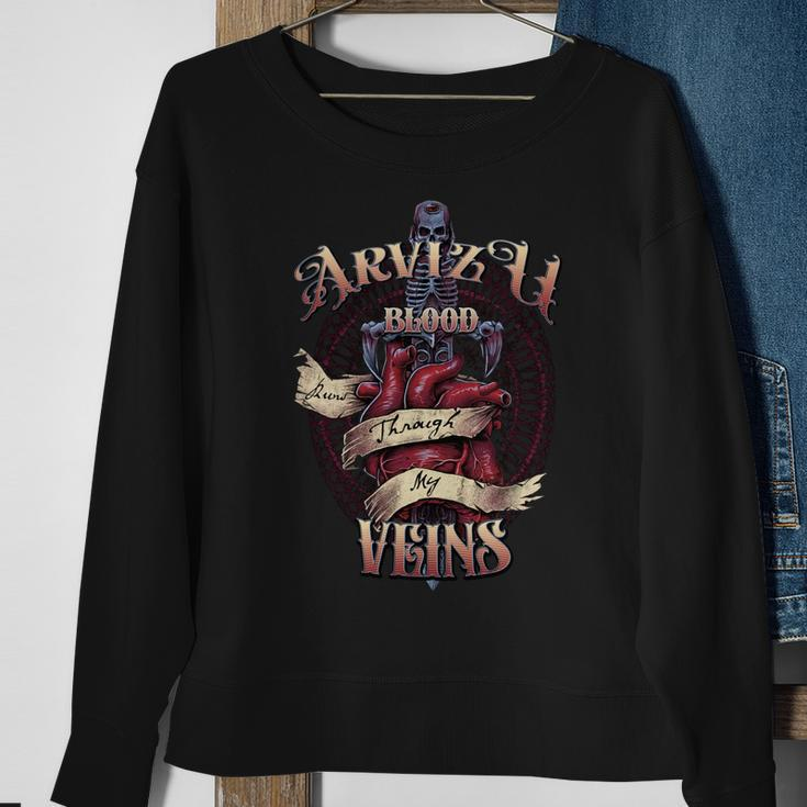 Arvizu Blood Runs Through My Veins Name Sweatshirt Gifts for Old Women