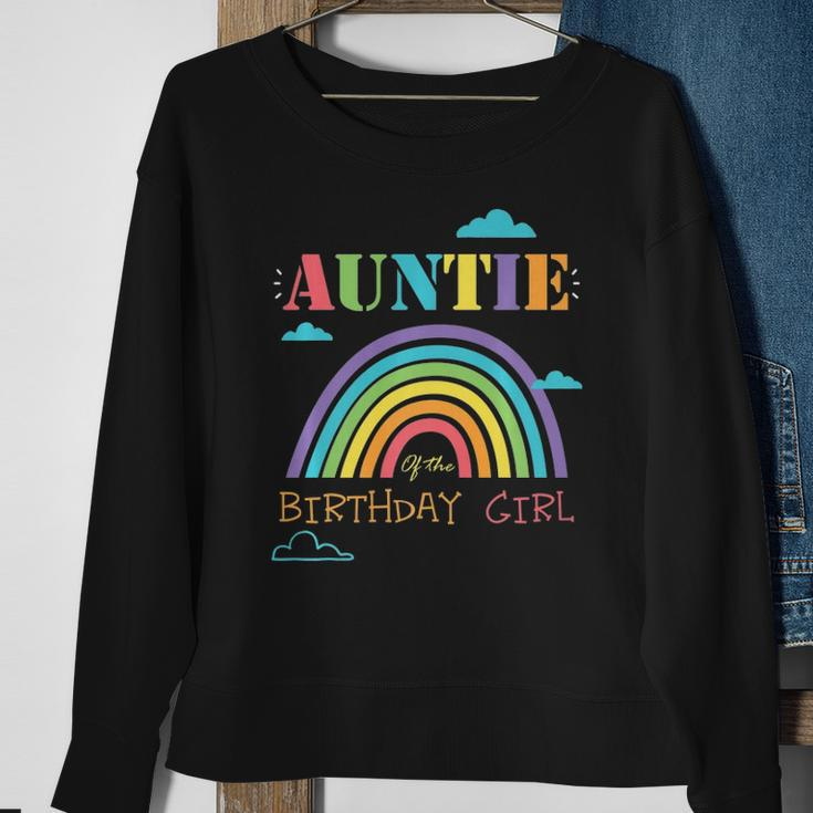 Auntie Of The Birthday Girl Rainbow Theme Matching Family Sweatshirt Gifts for Old Women