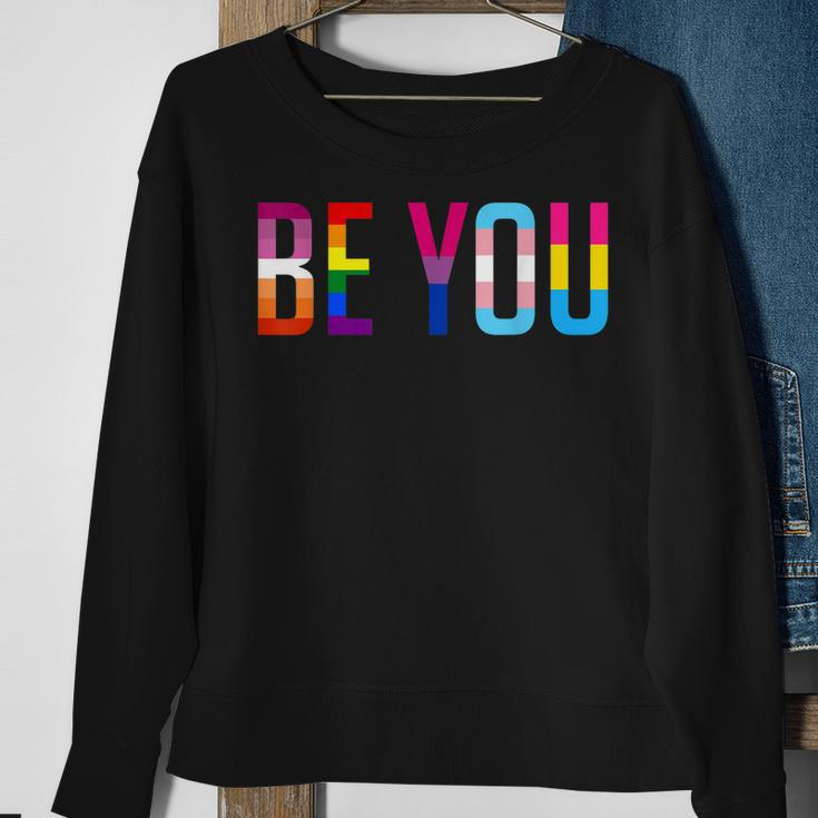 Be You Lgbt Flag Gay Pride Month Transgender Rainbow Lesbian Sweatshirt Gifts for Old Women