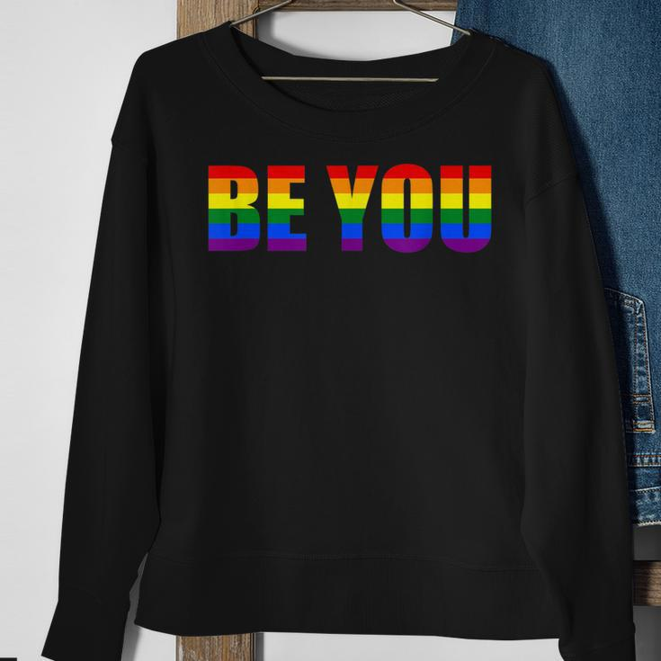 Be You Lgbt Flag Gay Pride Month Transgender Sweatshirt Gifts for Old Women