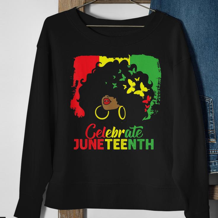 Black Women Messy Bun Juneteenth Celebrate Indepedence Day Sweatshirt Gifts for Old Women
