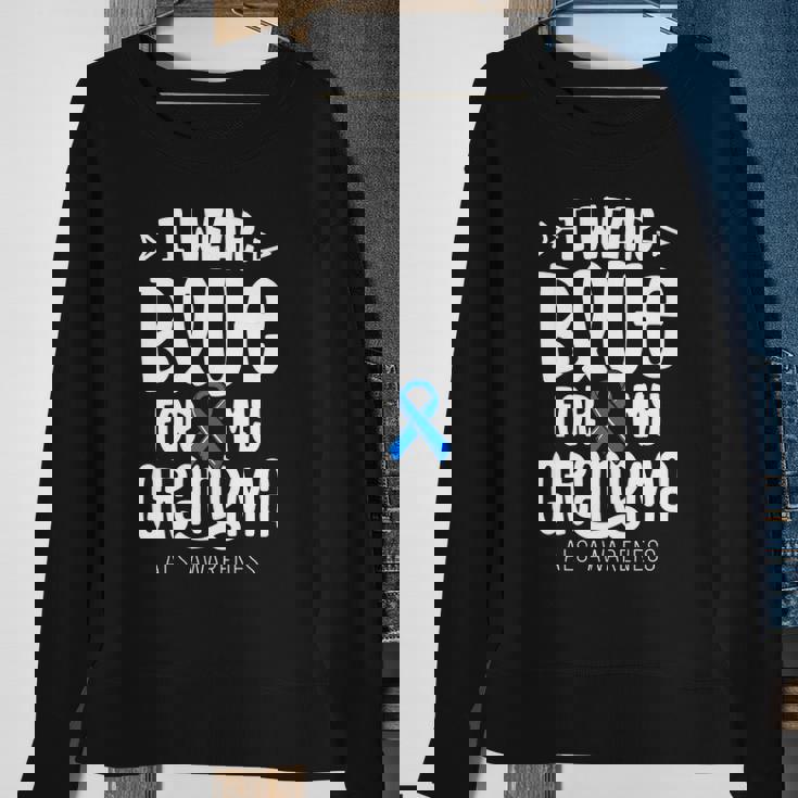 Blue Ribbon For Grandma Disease Als Awareness Family Cure Sweatshirt Gifts for Old Women
