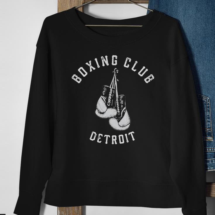 Boxing Club Detroit Distressed Gloves Sweatshirt Gifts for Old Women