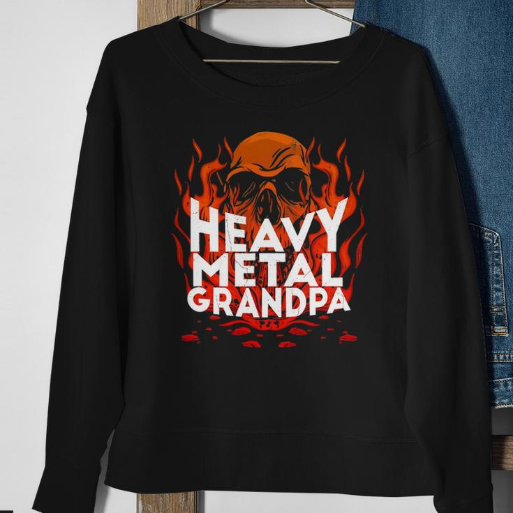 Brutal Heavy Metal Crew Heavy Metal Grandpa Skull On Flames Sweatshirt Gifts for Old Women